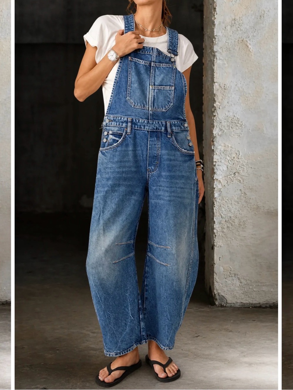 Wentworth And Rowe Wide Leg Denim Overalls Blue Small